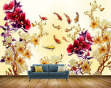 Avikalp MWZ1899 Pink Purple Flowers Fishes HD Wallpaper