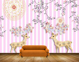 Avikalp MWZ1902 Deers Flowers Leaves HD Wallpaper