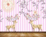 Avikalp MWZ1902 Deers Flowers Leaves 3D HD Wallpaper