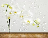 Avikalp MWZ1904 White Green Flowers Plants 3D HD Wallpaper