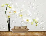 Avikalp MWZ1904 White Green Flowers Plants 3D HD Wallpaper