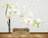 Avikalp MWZ1904 White Green Flowers Plants 3D HD Wallpaper