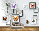Avikalp MWZ1905 Orange Red Pink Butterflies HD Wallpaper