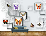Avikalp MWZ1905 Orange Red Pink Butterflies 3D HD Wallpaper