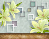 Avikalp MWZ1906 Green Flowers Leaves 3D HD Wallpaper