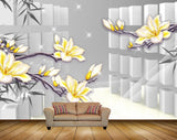 Avikalp MWZ1908 White Yellow Flowers 3D HD Wallpaper