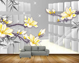 Avikalp MWZ1908 White Yellow Flowers 3D HD Wallpaper