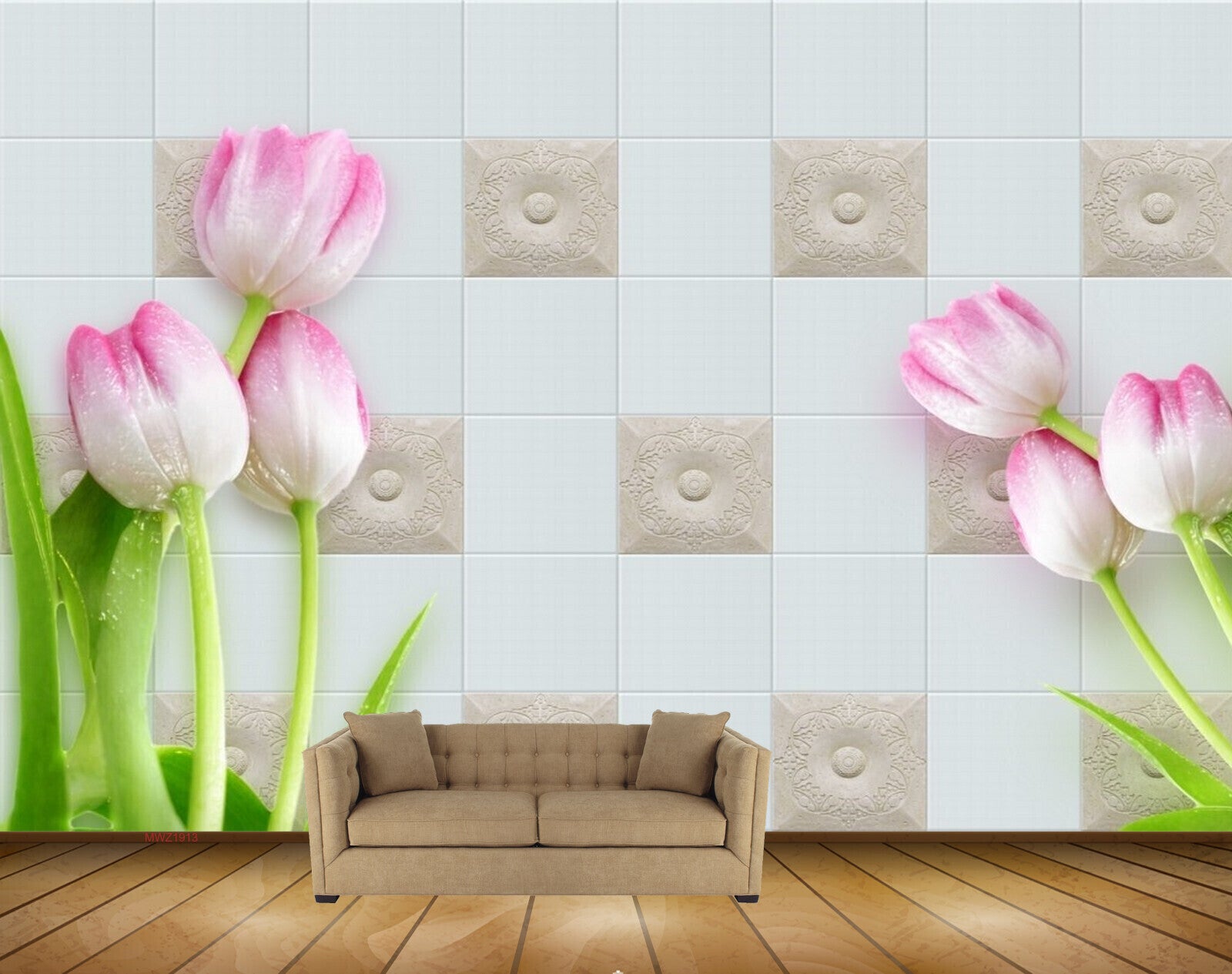 Avikalp MWZ1913 Pink White Tulips Flowers HD Wallpaper