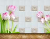 Avikalp MWZ1913 Pink White Tulips Flowers 3D HD Wallpaper