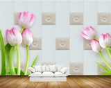 Avikalp MWZ1913 Pink White Tulips Flowers 3D HD Wallpaper