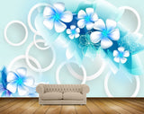Avikalp MWZ1914 Blue White Flowers 3D HD Wallpaper