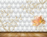 Avikalp MWZ1918 Pink Orange Flowers Pearls 3D HD Wallpaper