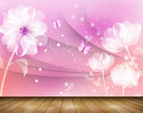 Avikalp MWZ1920 Pini White Flowers Butterflies 3D HD Wallpaper