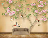 Avikalp MWZ1929 Pink Flowers Tree Birds 3D HD Wallpaper