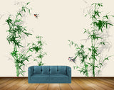 Avikalp MWZ1935 Green White Trees Birds 3D HD Wallpaper