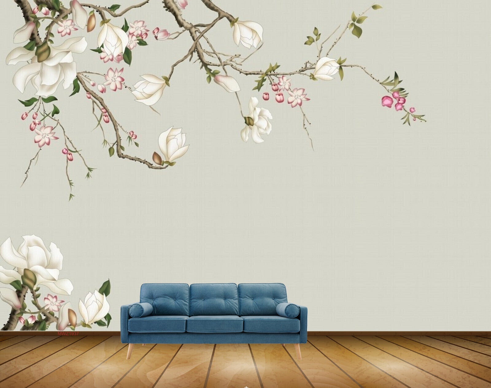 Avikalp MWZ1937 White Pink Flowers Branches 3D HD Wallpaper