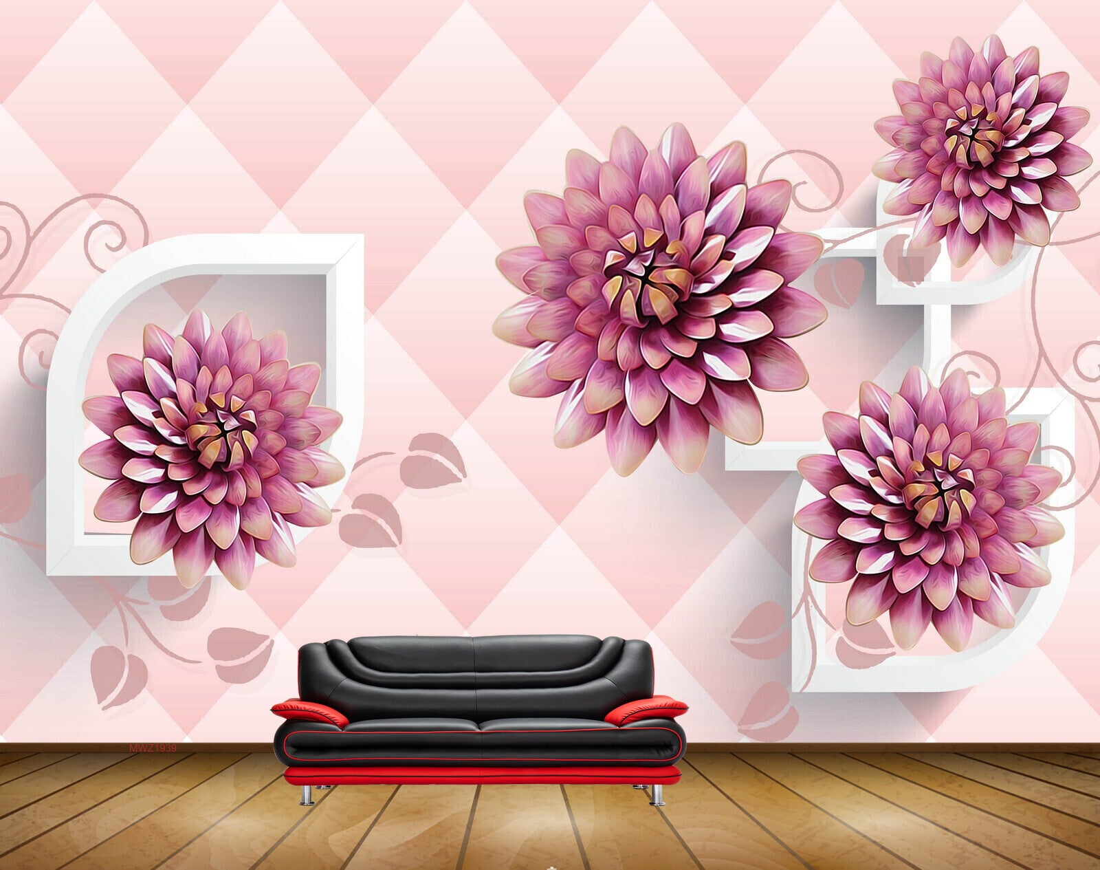 Avikalp MWZ1939 Pink Flowers 3D HD Wallpaper