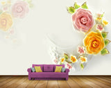 Avikalp MWZ1941 Pink Orange Rose Flowers 3D HD Wallpaper