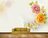 Avikalp MWZ1941 Pink Orange Rose Flowers 3D HD Wallpaper