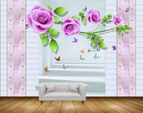 Avikalp MWZ1943 Pink White Flowers Butterflies HD Wallpaper