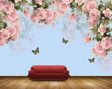 Avikalp MWZ1944 Pink Flowers Butterflies HD Wallpaper