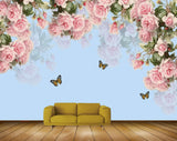 Avikalp MWZ1944 Pink Flowers Butterflies 3D HD Wallpaper