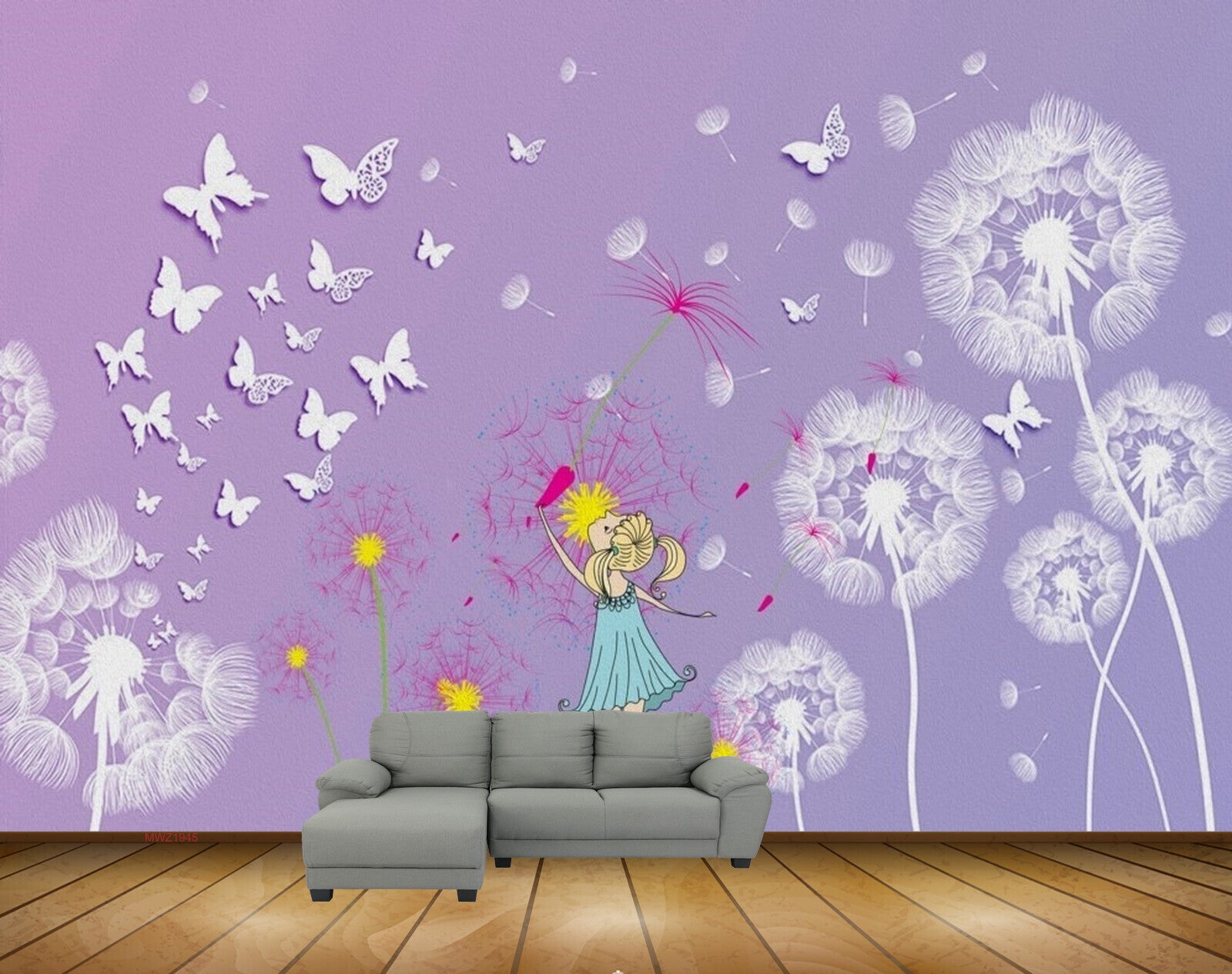 Avikalp MWZ1945 Purple White Flowers Doll Butterflies HD Wallpaper