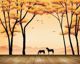 Avikalp MWZ1951 Orange Trees Birds 3D HD Wallpaper