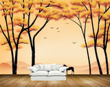 Avikalp MWZ1951 Orange Trees Birds 3D HD Wallpaper