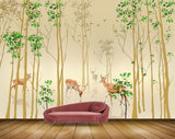 Avikalp MWZ1953 Deers Plants Leaves 3D HD Wallpaper