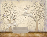 Avikalp MWZ1955 White Leaves Trees Deers 3D HD Wallpaper