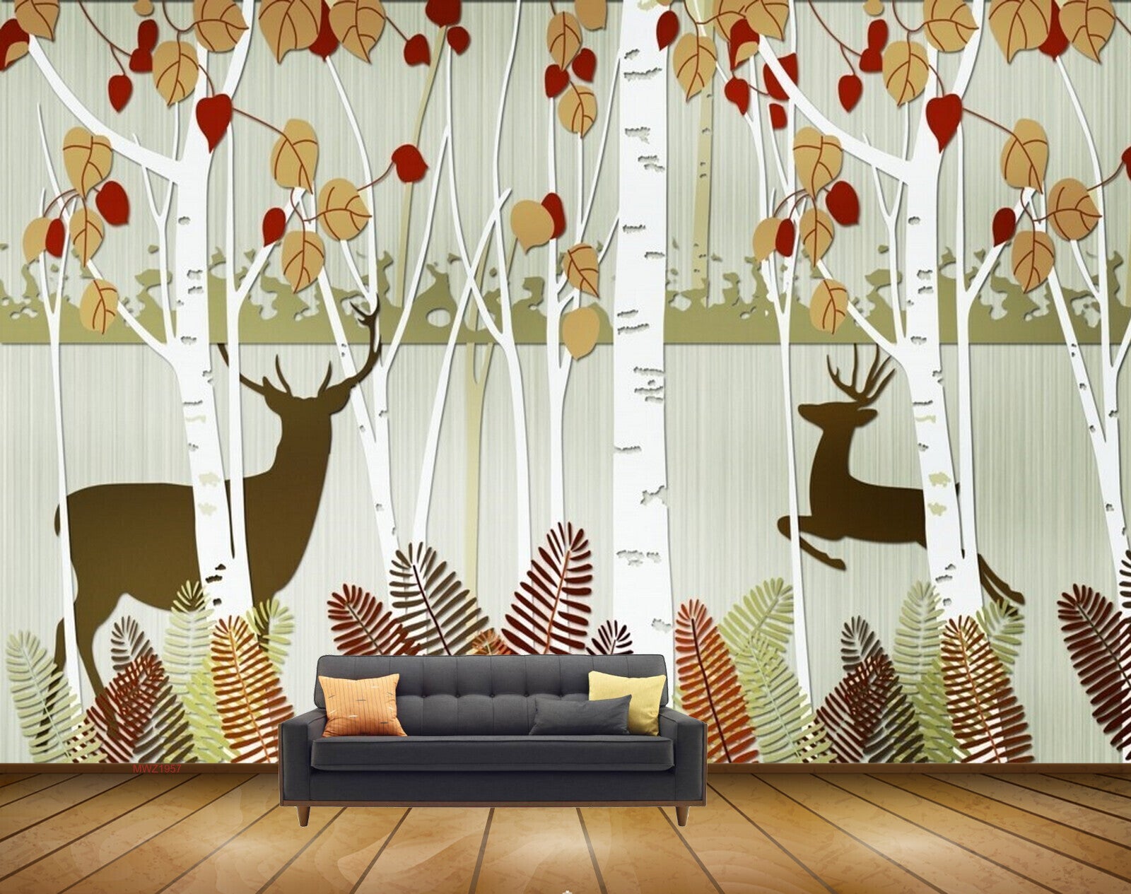 Avikalp MWZ1957 Deers Flowers Trees 3D HD Wallpaper