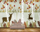 Avikalp MWZ1957 Deers Flowers Trees 3D HD Wallpaper