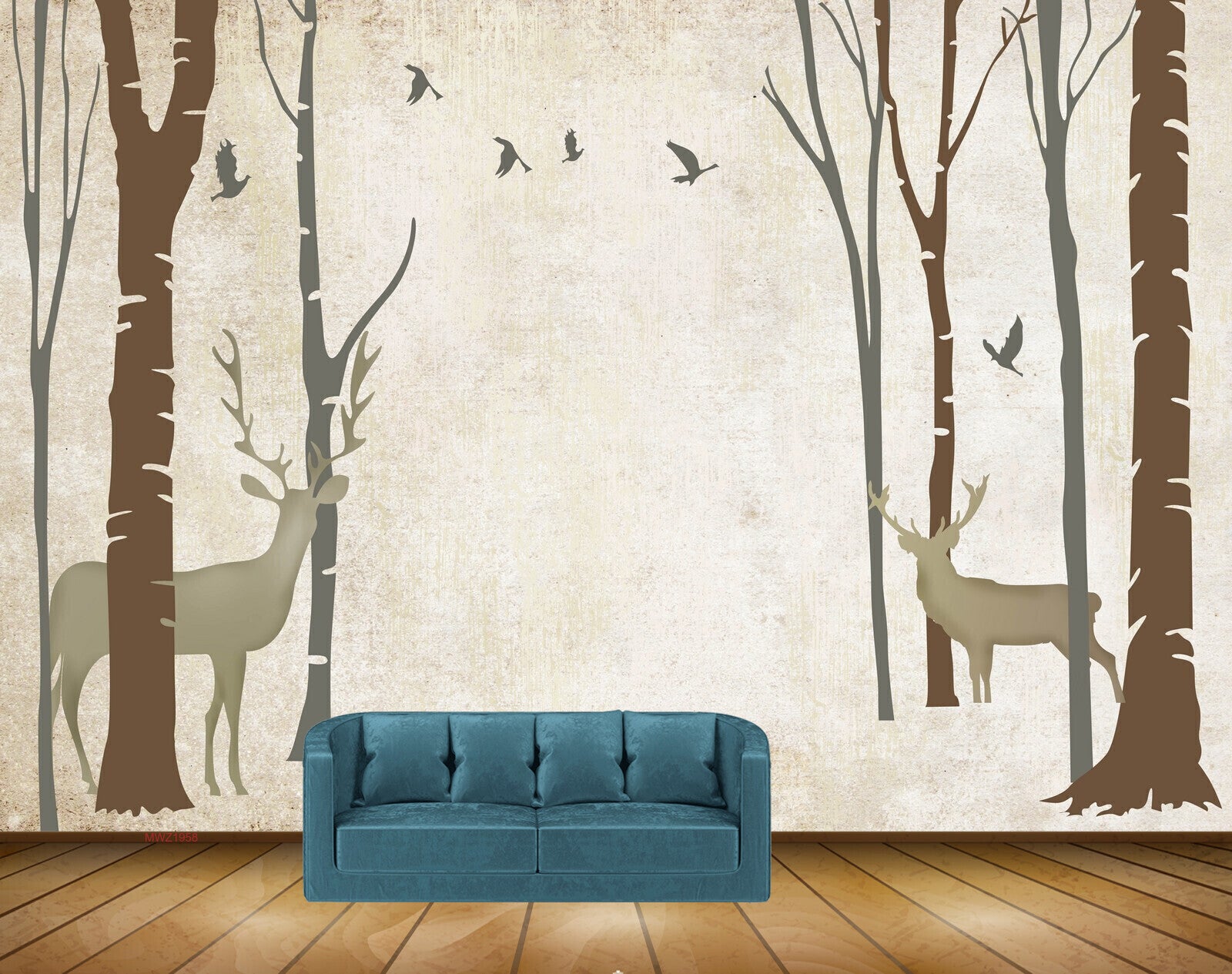 Avikalp MWZ1958 Deers Trees Birds 3D HD Wallpaper