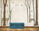 Avikalp MWZ1958 Deers Trees Birds 3D HD Wallpaper