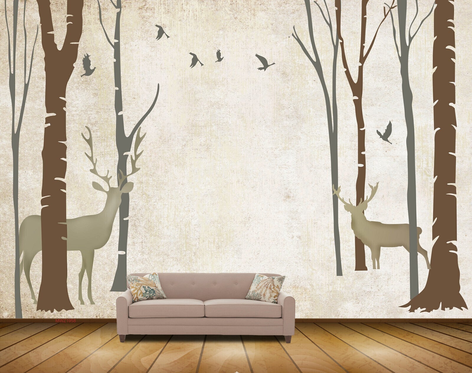 Avikalp MWZ1958 Deers Trees Birds 3D HD Wallpaper