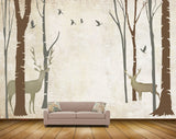 Avikalp MWZ1958 Deers Trees Birds 3D HD Wallpaper