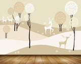 Avikalp MWZ1959 Deers Trees Flowers 3D HD Wallpaper