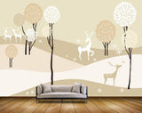 Avikalp MWZ1959 Deers Trees Flowers 3D HD Wallpaper