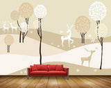 Avikalp MWZ1959 Deers Trees Flowers 3D HD Wallpaper