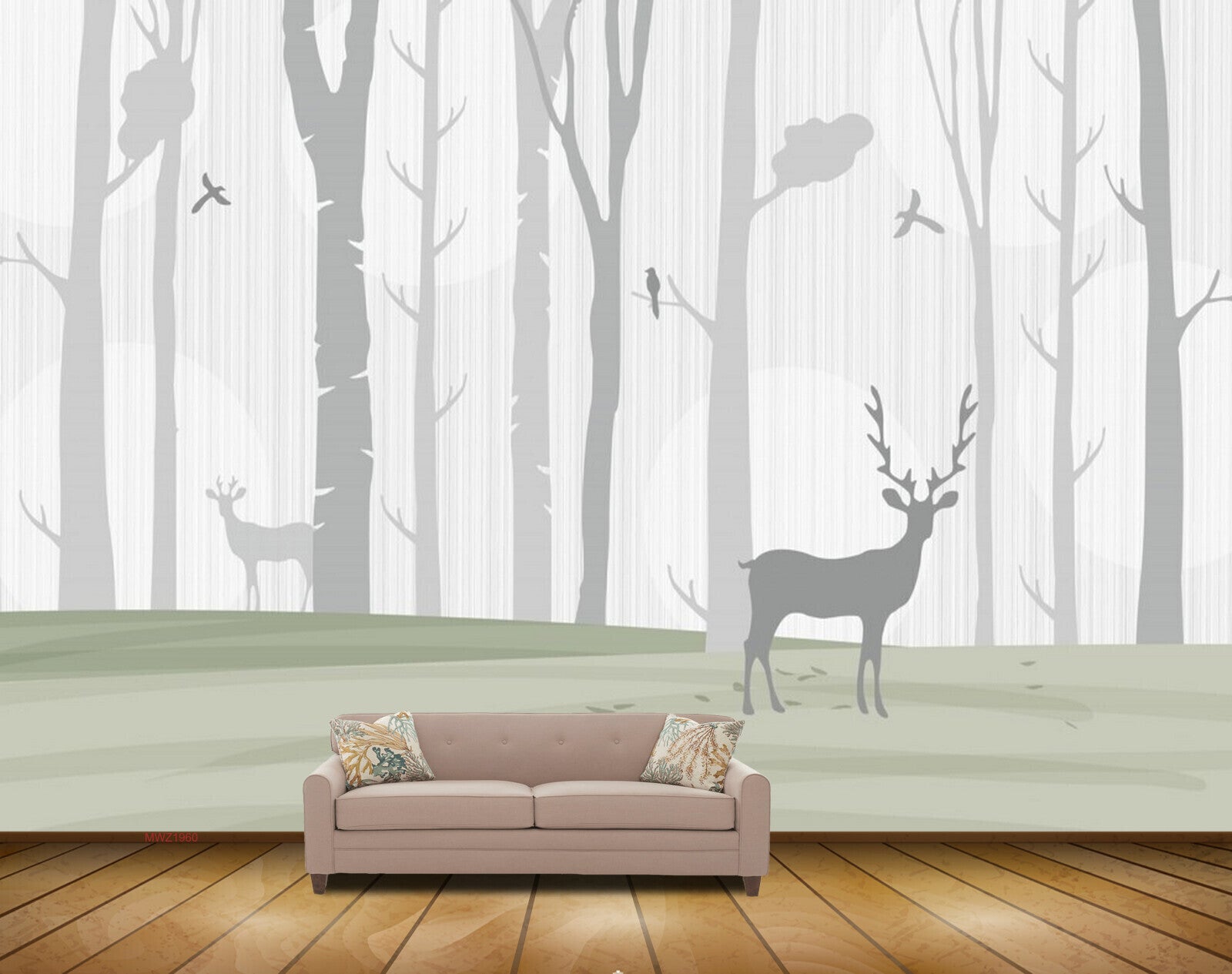 Avikalp MWZ1960 Deers Trees Birds 3D HD Wallpaper