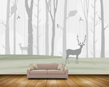 Avikalp MWZ1960 Deers Trees Birds 3D HD Wallpaper