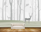 Avikalp MWZ1960 Deers Trees Birds 3D HD Wallpaper