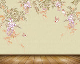 Avikalp MWZ1963 Pink Orange Flowers Leaves Birds 3D HD Wallpaper