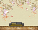 Avikalp MWZ1963 Pink Orange Flowers Leaves Birds 3D HD Wallpaper