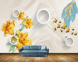 Avikalp MWZ1967 Orange Flowers Butterflies 3D HD Wallpaper