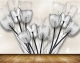 Avikalp MWZ1975 White Black Tulip Flowers 3D HD Wallpaper