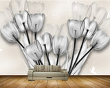 Avikalp MWZ1975 White Black Tulip Flowers 3D HD Wallpaper