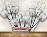 Avikalp MWZ1975 White Black Tulip Flowers 3D HD Wallpaper