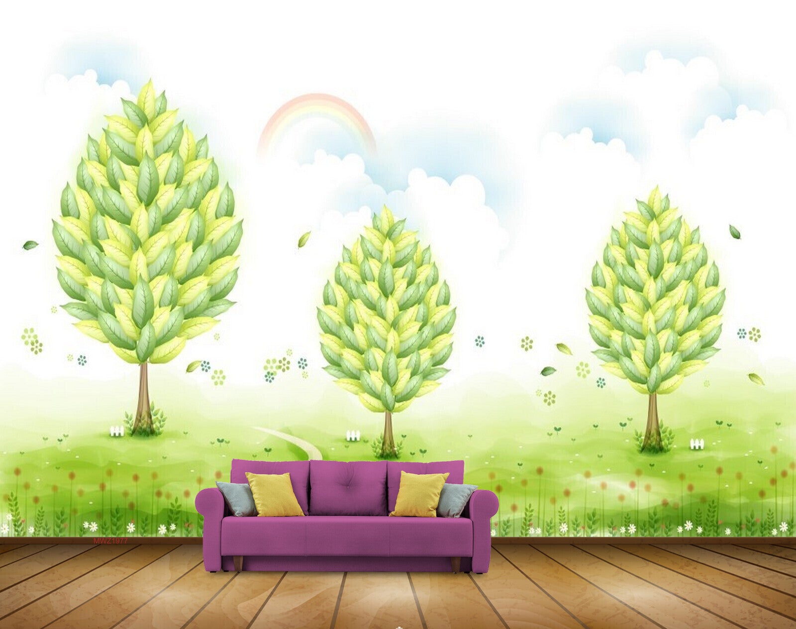 Avikalp MWZ1977 Trees Rainbow Birds 3D HD Wallpaper